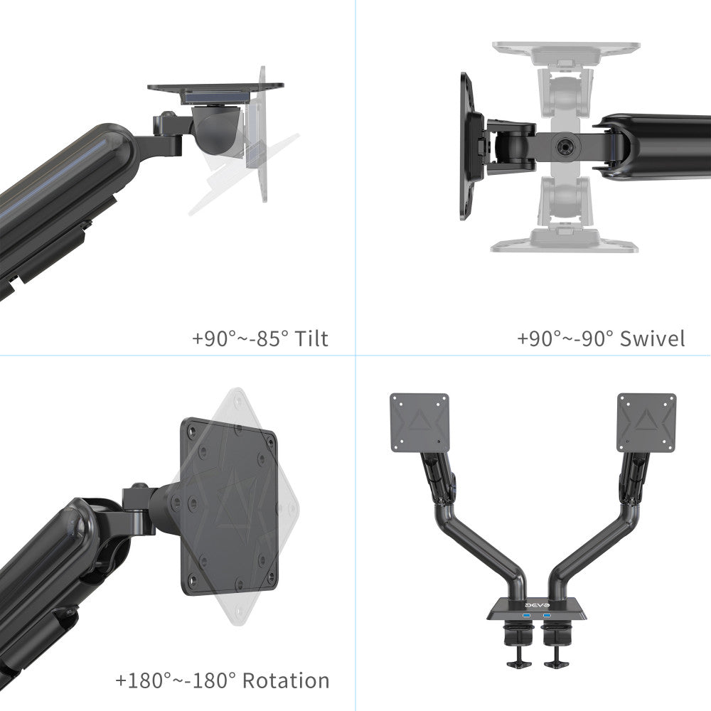Devo Gaming Monitor Arm Flexi Pro 2-Black