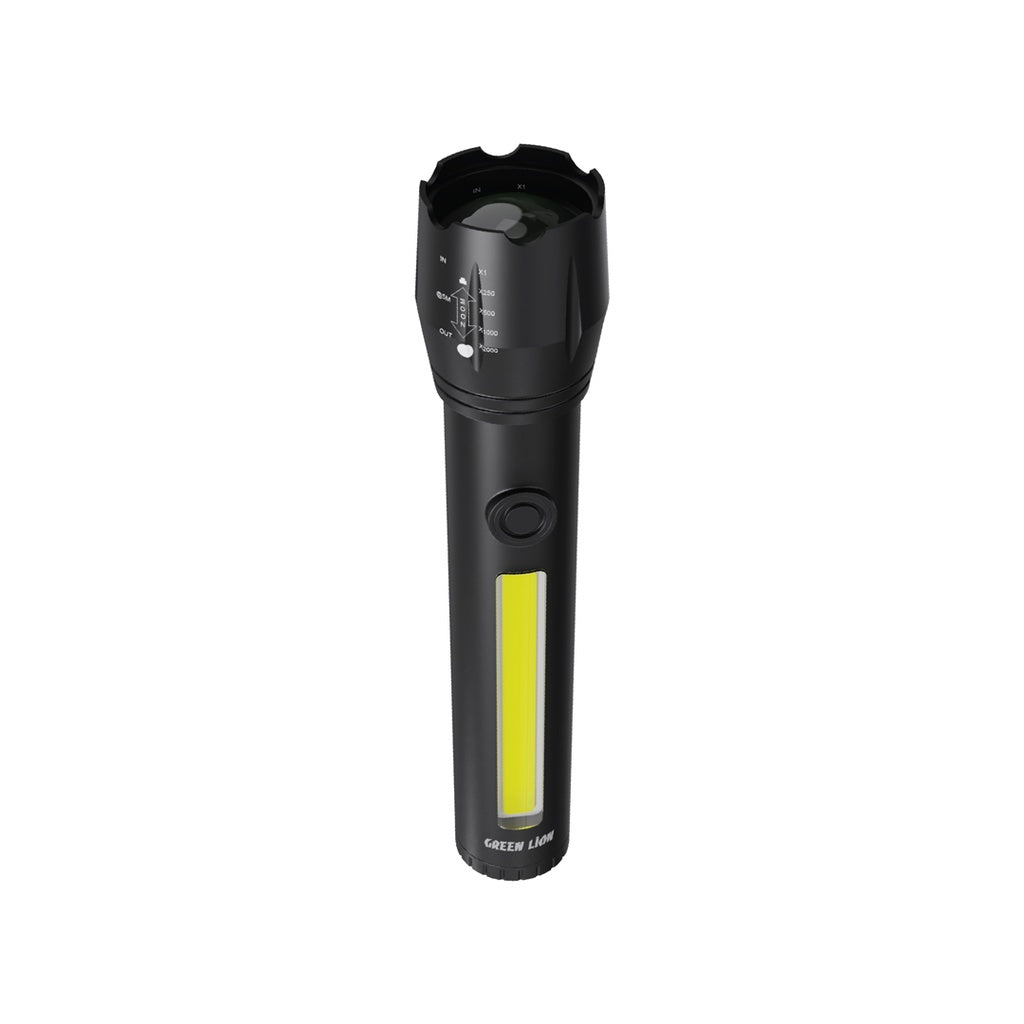 Green Lion 2 in1 Adjustable Torch 3W LED 130lm 1200mAh BLACK, GN2IN1ATORCH