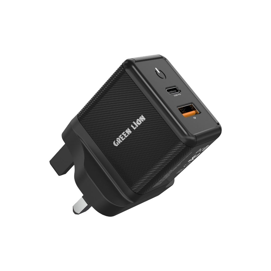 Green Lion 35W Gan Wall Charger with C to Lightning Cable - Black, GN35WGANCTLBK