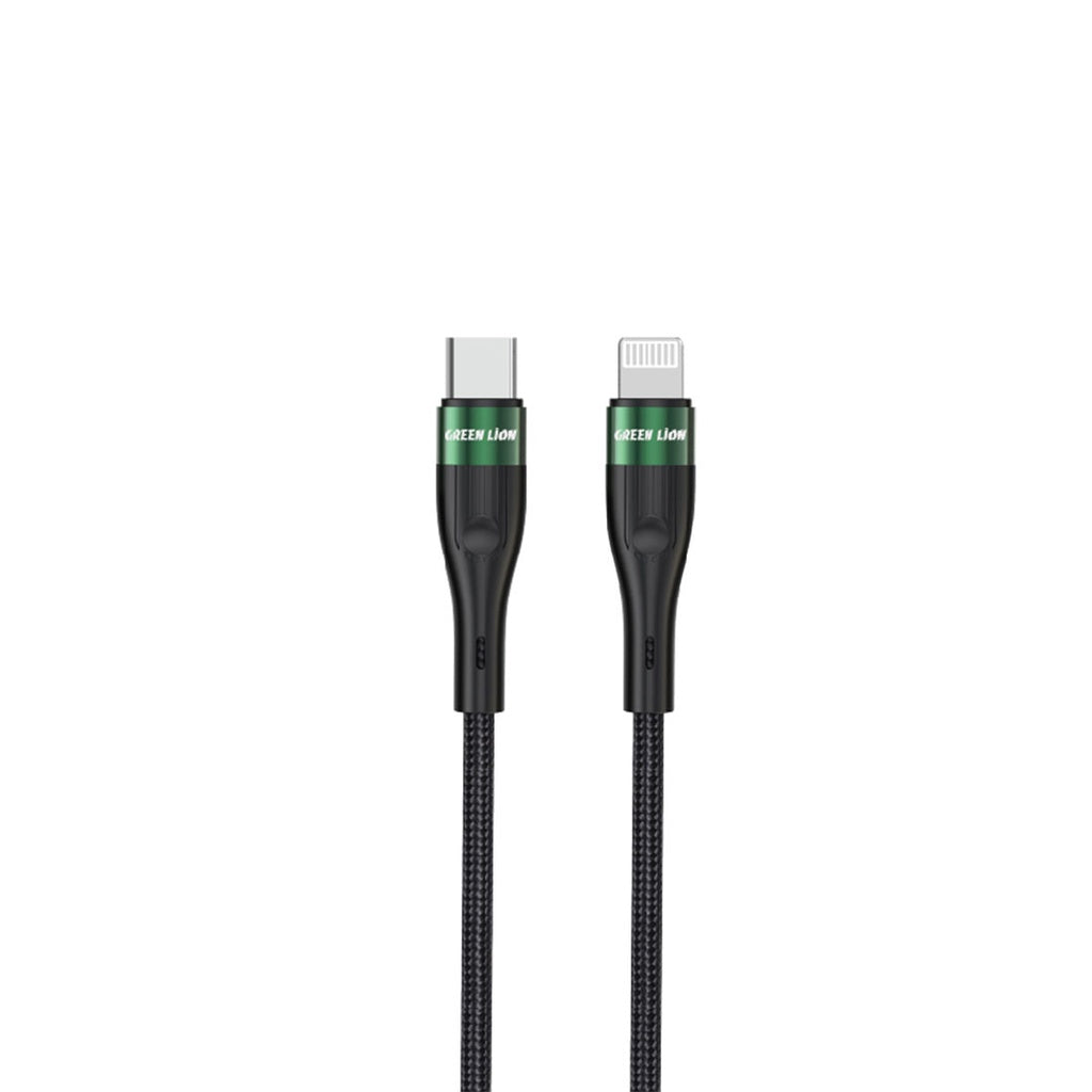 Green Lion USB-C to Lightning Braided Cable 1M PD 20W - Black,GNCBCLTG1MBK