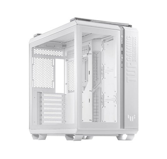 ASUS TUF GAMING GT502 WHITE ATX MID-TOWER COMPUTER CASE,FRONT PANEL RGB BUTTON,USB 3.2 TYPE-C,2X USB 3.0 PORTS,TOOL-FREE SIDE PANEL,ARGB HUB, 360MM AND 280MM RADIATOR COMPATIBLE, FABRIC HANDLE ON TOP.