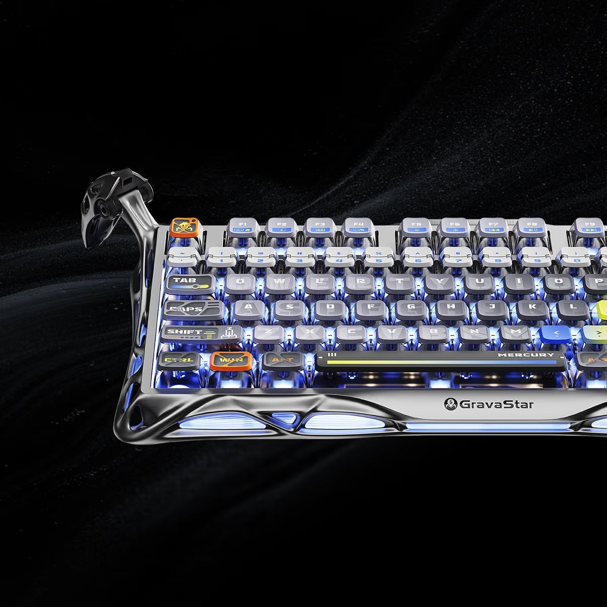 GravaStar Mercury K1 Pro Wireless Gaming Keyboard, 75% Layout, Interstellar Silver, RGB, 79 Keys + Knob, Kailh Linear Switches, 8000mAh Battery| GS K1_PRO_S_CGRY
