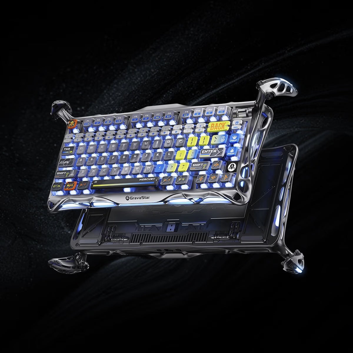 GravaStar Mercury K1 Pro Wireless Gaming Keyboard, 75% Layout, Interstellar Silver, RGB, 79 Keys + Knob, Kailh Linear Switches, 8000mAh Battery| GS K1_PRO_S_CGRY