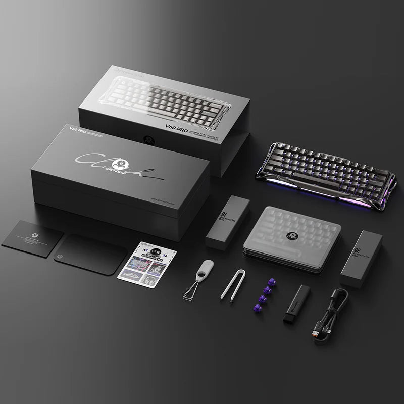 GravaStar Mercury V60 Pro Deluxe Edition, Aluminum Magnetic Gaming Keyboard 8kHz Polling & Dual Keycap Gift Set, GunMetal | V60 Pro Deluxe