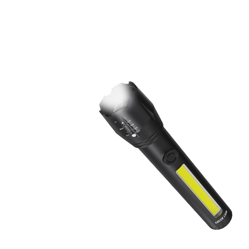 Green Lion 2 in1 Adjustable Torch 3W LED 130lm 1200mAh BLACK, GN2IN1ATORCH