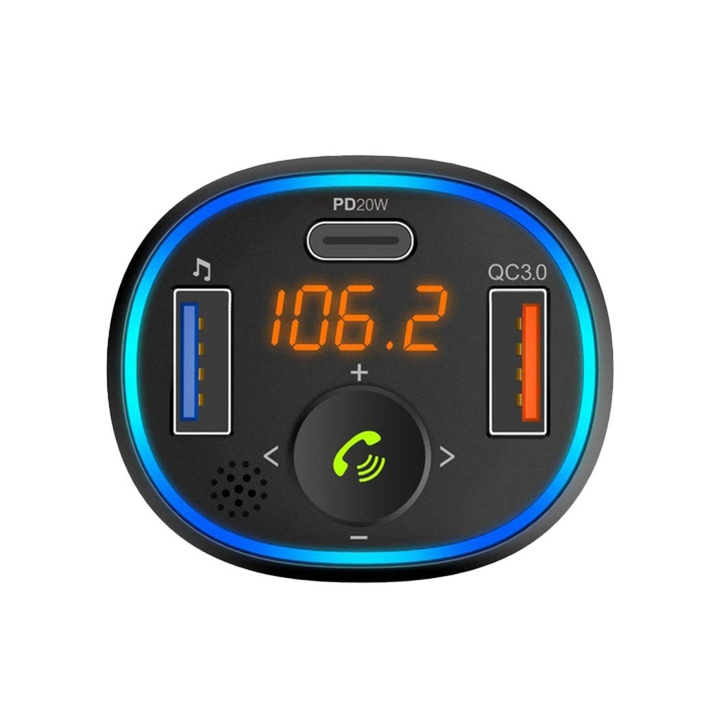 Green Lion Wireless Hands-Free Car Kit with Built-In FM Transmitter ( QC3.0 + PD 20W ) 38W, GNBLCARKITBK