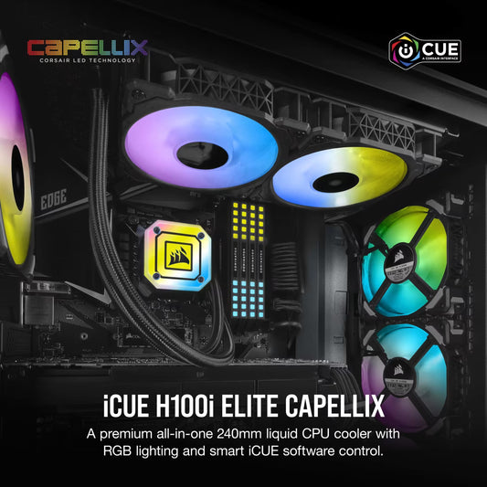 Corsair Icue h100i Elite Capellix Liquid CPU Cooler, CW-9060046-WW