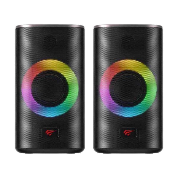 Havit SK212SE RGB 2.0 Stereo Electronic Sports Gaming Wired Speakers, Black + Ochre | HVSPK-SK212SE-BO