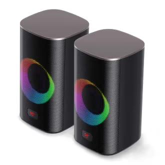 Havit SK212SE RGB 2.0 Stereo Electronic Sports Gaming Wired Speakers, Black + Ochre | HVSPK-SK212SE-BO