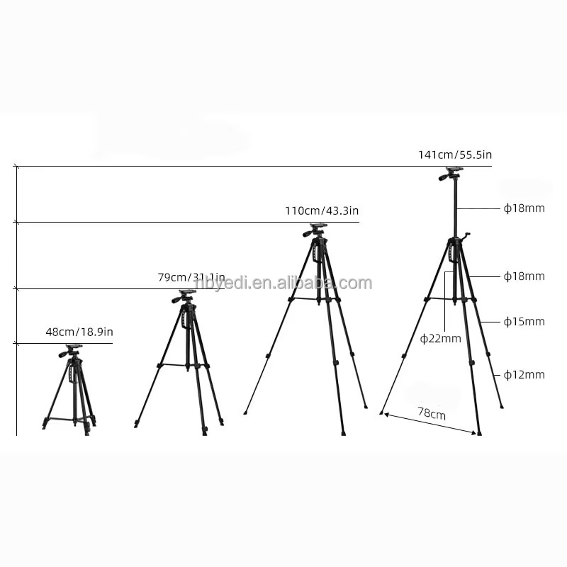 Adjustable Aluminum Tripod Stand 50–280 cm for Camera & Phone with Light, Tripod Stand