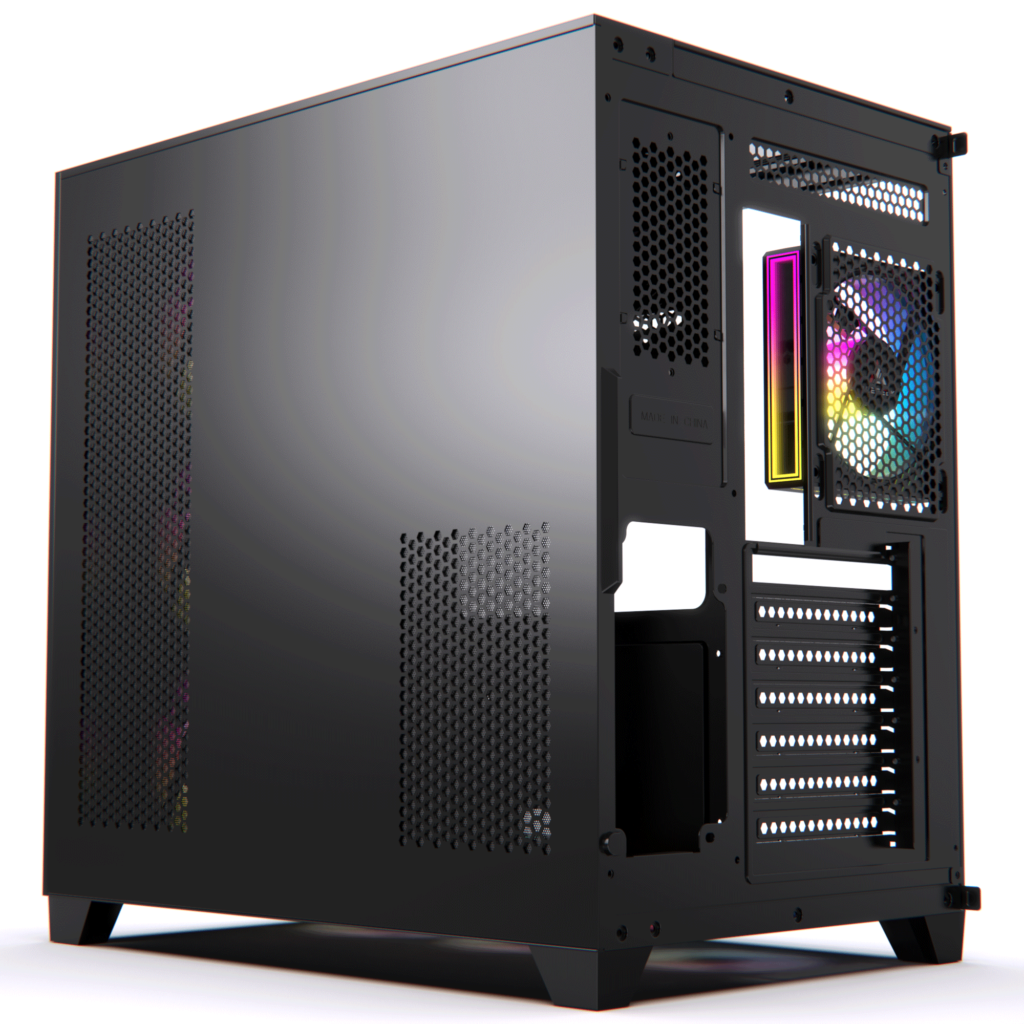 Acegeek Horizon Black Type C ATX Case, 7x RGB 120mm Fans, Dual Side Tempered Glass, 3x HDD Slots, Motherboard Supports Upto ATX, GPU Max Upto 410mm, Black-GC