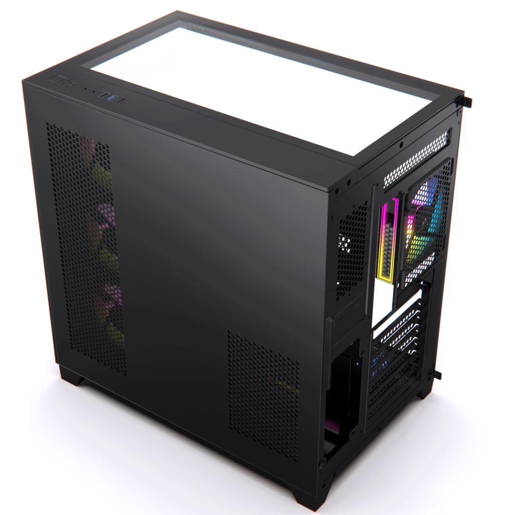 Acegeek Horizon Black Type C ATX Case, 7x RGB 120mm Fans, Dual Side Tempered Glass, 3x HDD Slots, Motherboard Supports Upto ATX, GPU Max Upto 410mm, Black-GC