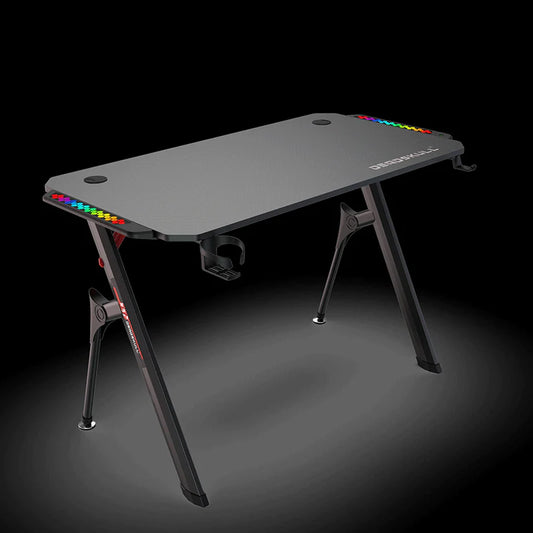 DEADSKULL Gaming Desk with Multiple Led Lights, Computer Gamer Table Workstation for Home or Office,