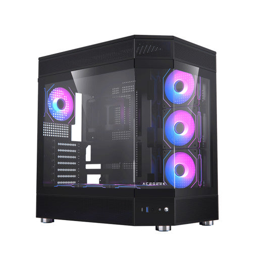 Acegeek icecube Mid-Tower Case with 7x RGB Fans - Black