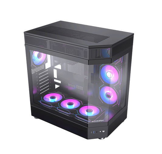 Acegeek icecube Mid-Tower Case with 7x RGB Fans - Black