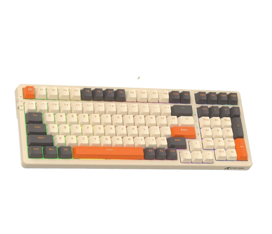ATTACK SHARK K98 Wireless Mechanical Gaming Keyboard, 100-Key Hot-Swap, Tri-Mode Connectivity, Coiled USB-C Cable, Diamante-Yellow-Gray Edition Games Corner 