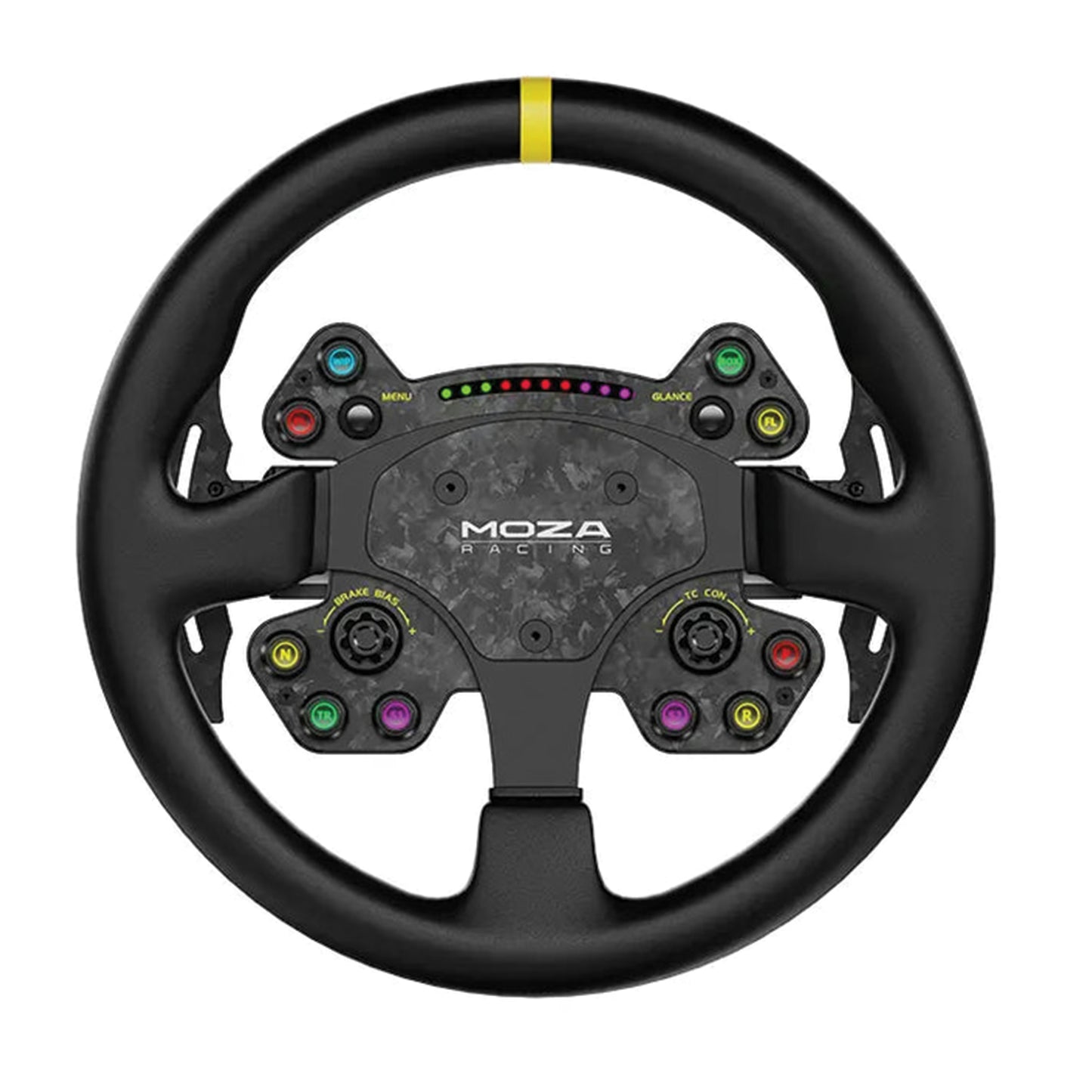 Moza RS25 Racing RS V2 Steering Wheel, 13-inch GT Style, Genuine Leather, Forged Carbon Fiber, Magnetic Shifters