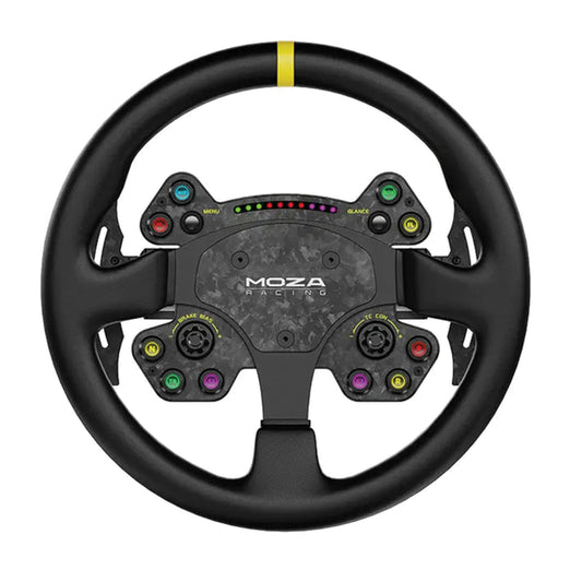 Moza RS25 Racing RS V2 Steering Wheel, 13-inch GT Style, Genuine Leather, Forged Carbon Fiber, Magnetic Shifters Games Corner 