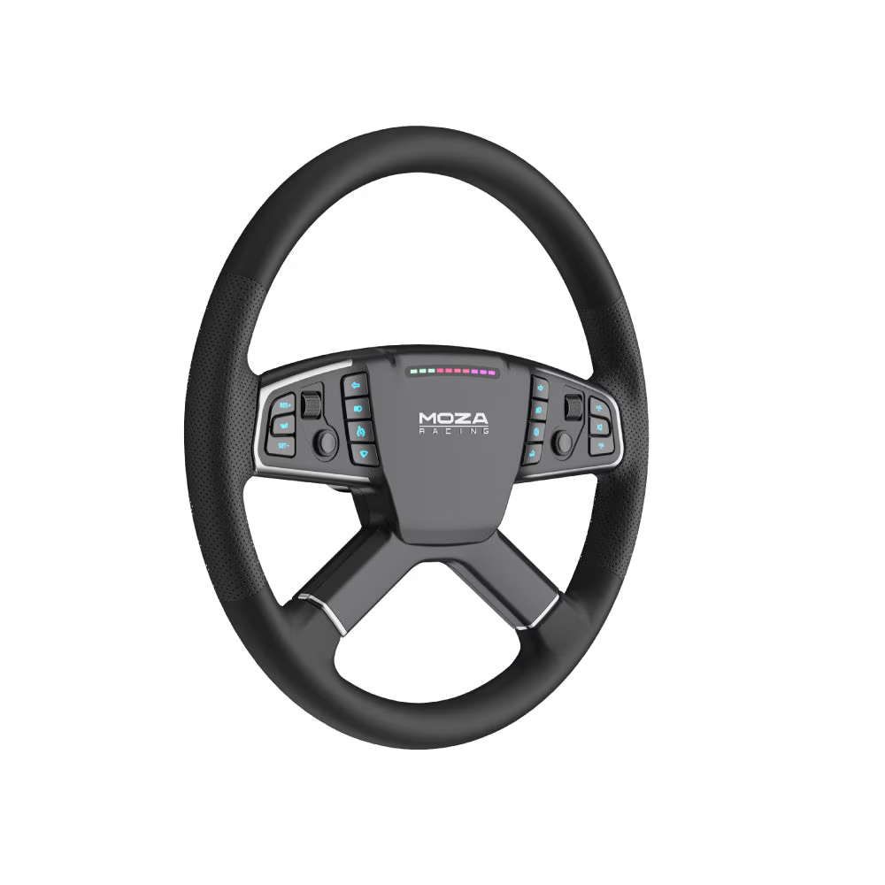MOZA Racing RS060 TSW Truck Steering Wheel, RGB buttons and LED lights, 400mm Microfiber Leather Rim | RS060
