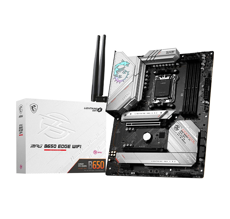 MSI MPG B650 EDGE WIFI GAMING MOTHERBOARD (AMD AM5, ATX, DDR5, PCIE 4.0, M.2, SATA 6GB/S, USB 3.2 GEN 2, HDMI/DP, WI-FI 6E, AMD RYZEN 7000 SERIES DESKTOP PROCESSORS)