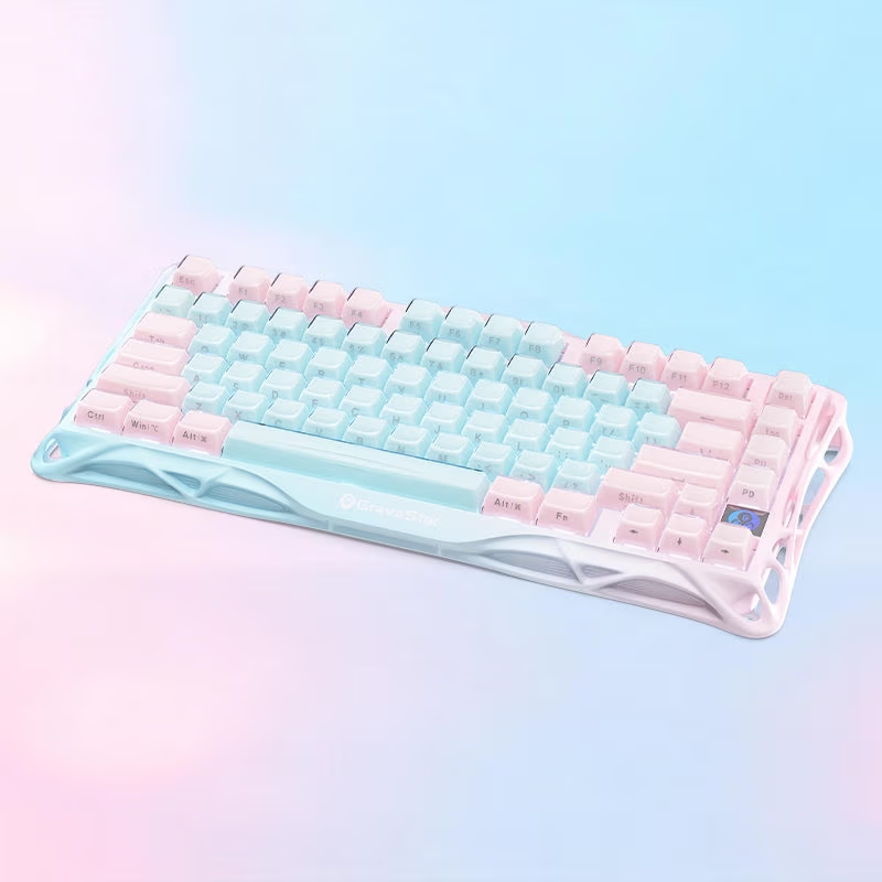 GravaStar K1 Lite 75% Wireless Mechanical Gaming Keyboard – Aurora Mist, Tri-Mode Connectivity, Hot-Swappable, RGB, Aurora Mist | K1 Lite
