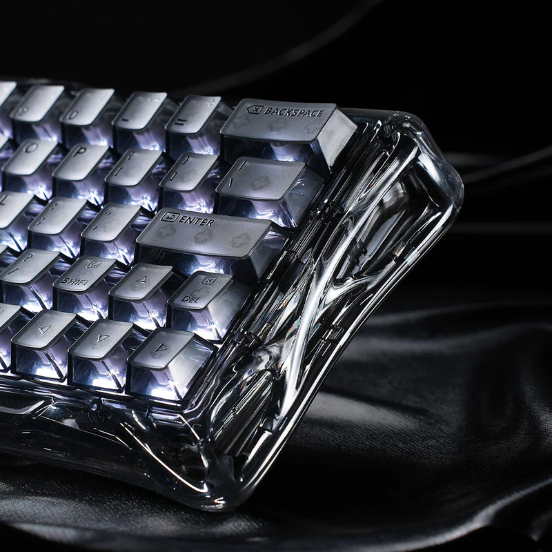 GravaStar V60 60% Hall Effect Magnetic Switch Wired Gaming Keyboard – Onyx Crystal, Rapid Trigger, RT Support, RGB, Transparent Black | V60 Onyx Crystal