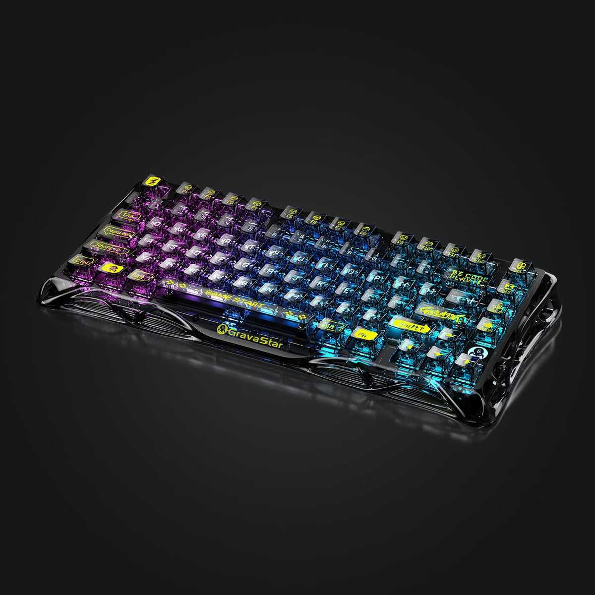 GravaStar Mercury K1 Lite Mechanical Gaming Keyboard, 75% Gasket Hot Swappable Custom Keyboard, Pre-lubed Linear Switches Mechanical Keyboard, RGB Backlit Wireless Keyboard - Transparent Black | GS K1 LITE_XTAL_BLK