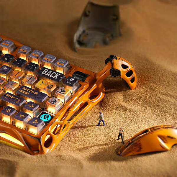 GravaStar Mercury K1 Pro Special Edition 75% Mechanical Keyboard, Battle-Worn Yellow, Tri-Mode Wireless, Aluminum Alloy, Hand-Painted | GS K1 PRO_YLM