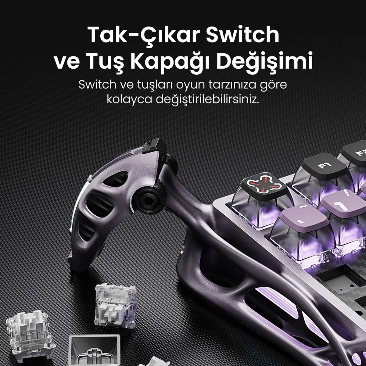 GravaStar Mercury V75 Pro Gaming Keyboard, Special Edition, 75% Layout, Jade Gaming Switch, 8kHz Polling Rate, Semi-Aluminum Construction, Dynamic Rapid Trigger, Iron Purple