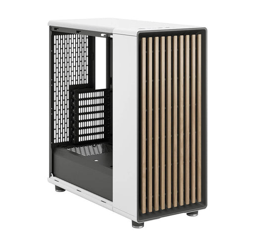 FRACTAL DESIGN NORTH CHALK WHITE TG CLEAR TINT GAMING CASE, TEMP GLASS SIDE PANEL, SUPPORT UP TO 360MM RADIATOR & 6X120MM FANS, 2 X 2.5/3.5" DRIVE BAYS, USB-C 3.1 GEN 2, 2 X USB-A 3.1 | FD-C-NOR1C-04