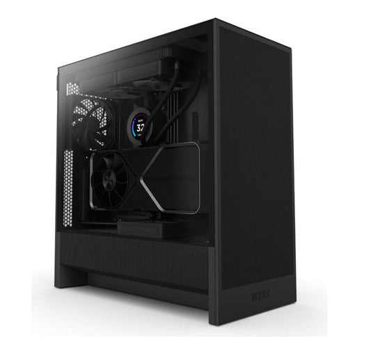 NZXT H5 Flow 2024 Edition Compact Mid-Tower ATX Airflow Case, Pre-Installed 2x F120Q, SGCC Steel, Dark Tinted Tempered Glass Materials, Easy Cable Management, Black | CC-H52FB-01