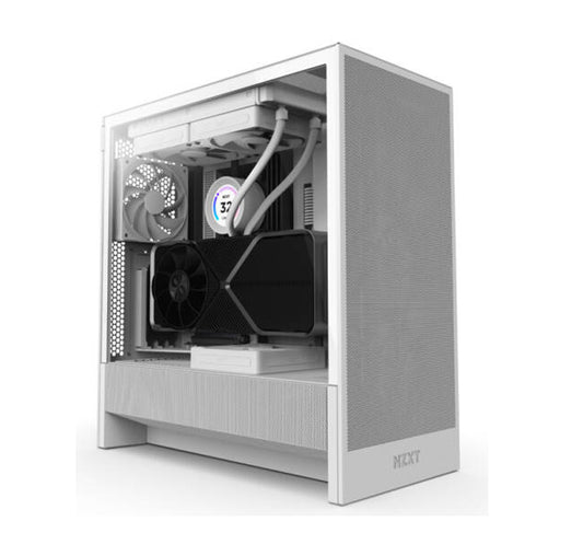 NZXT H5 Flow 2024 Edition Compact Mid-Tower ATX Airflow Case, Pre-Installed 2x F120Q, SGCC Steel, Dark Tinted Tempered Glass Materials, Easy Cable Management, White | CC-H52FW-01