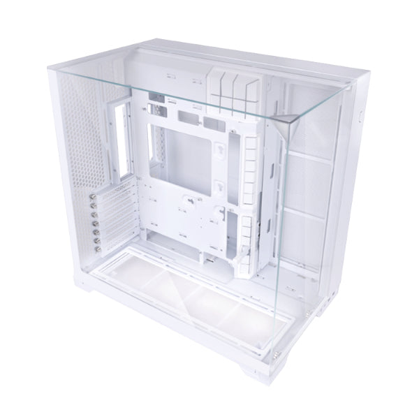 Lian Li O11 Vision Compact Tower Computer Case, Up to 360mm Radiator & 9x 120mm Fan Support, 1x 4mm & 1x 3mm Tempered Glass Panels, Steel & Aluminum Materials,White
