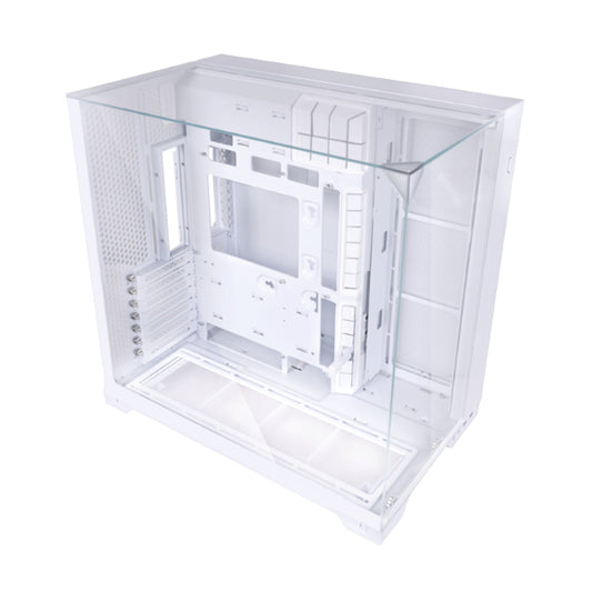 Lian Li O11 Vision Compact Tower Computer Case, Up to 360mm Radiator & 9x 120mm Fan Support, 1x 4mm & 1x 3mm Tempered Glass Panels, Steel & Aluminum Materials,White