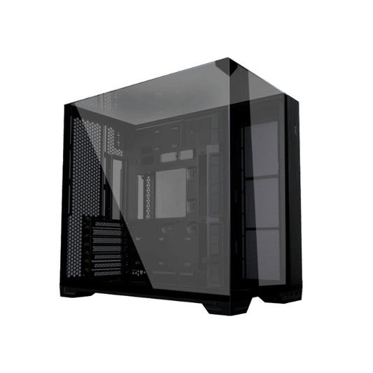 Lian Li O11 Vision Compact Tower Computer Case, Up to 360mm Radiator & 9x 120mm Fan Support, 1x 4mm & 1x 3mm Tempered Glass Panels, Steel & Aluminum Materials, Black