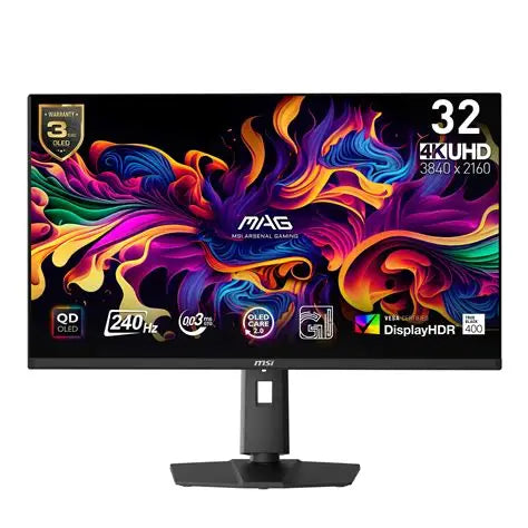 MSI MAG 321UPX QD-OLED, 32"  3840 x 2160, 0.03ms, 240Hz, 4K UHD Quantum Dot OLED Gaming Monitor, Games Corner 
