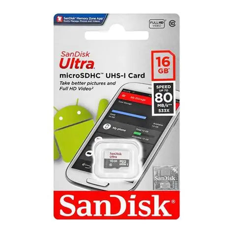 SanDisk Ultra SDSQUNS-016G-GN3MN 16GB 80MB/s UHS-I Class 10 microSDHC Card Games Corner 