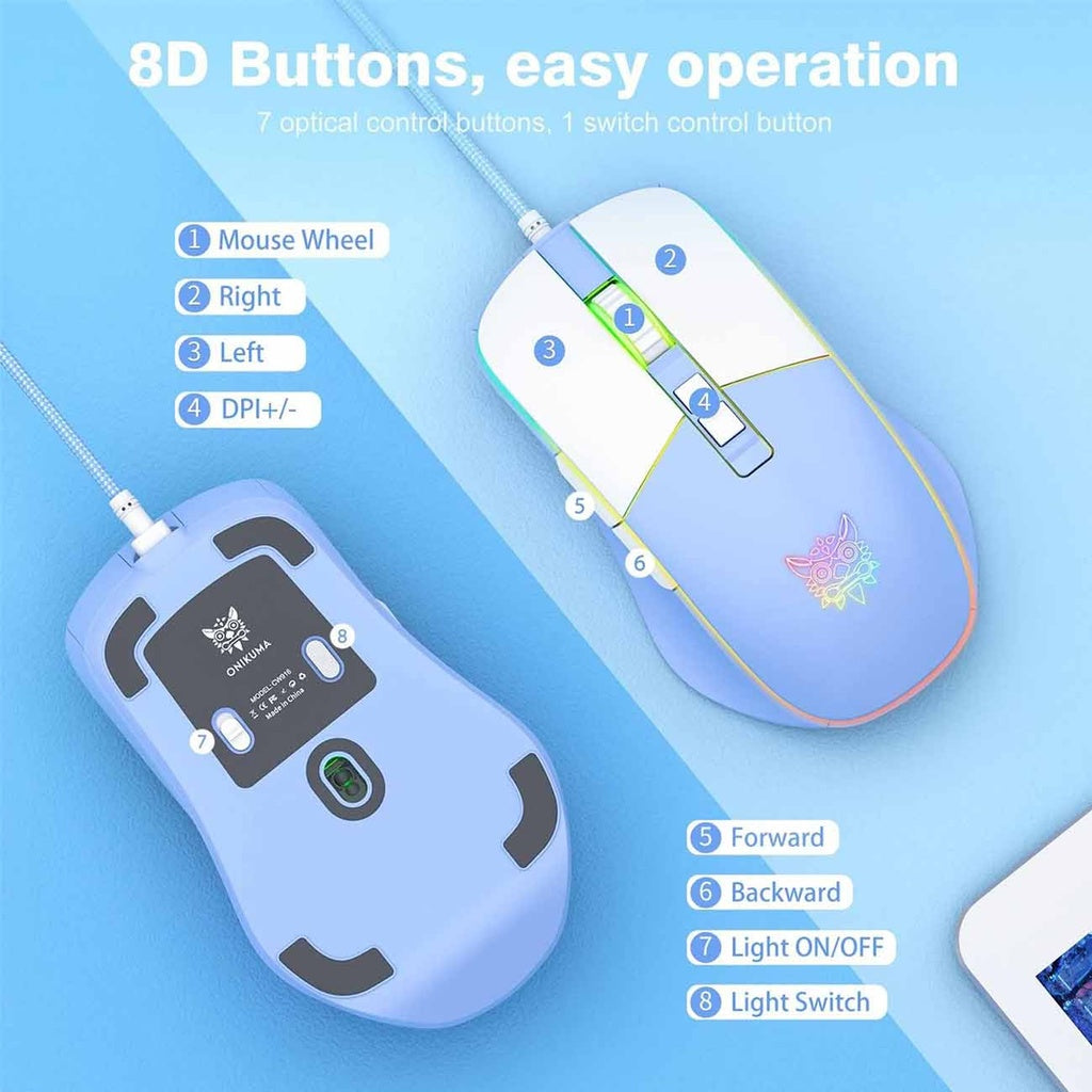 Onikuma CW916 Wired RGB Gaming Mouse – Precision, Speed & Stunning RGB Lighting