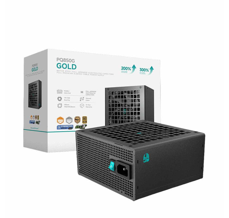 DeepCool PQ850G 850W ATX 3.1 80 PLUS Gold Fully Modular Power Supply – PCIe 5.0 PSU with 12VHPWR, Japanese Capacitors & FDB Silent Cooling