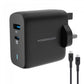 Powerology 63W Ultra-Quick Gan Charger 45W PD & USB-A Quick Charge 18WQC3.0 With 60W Type-C To Type-C Cable SKU: PWCUQC004-C