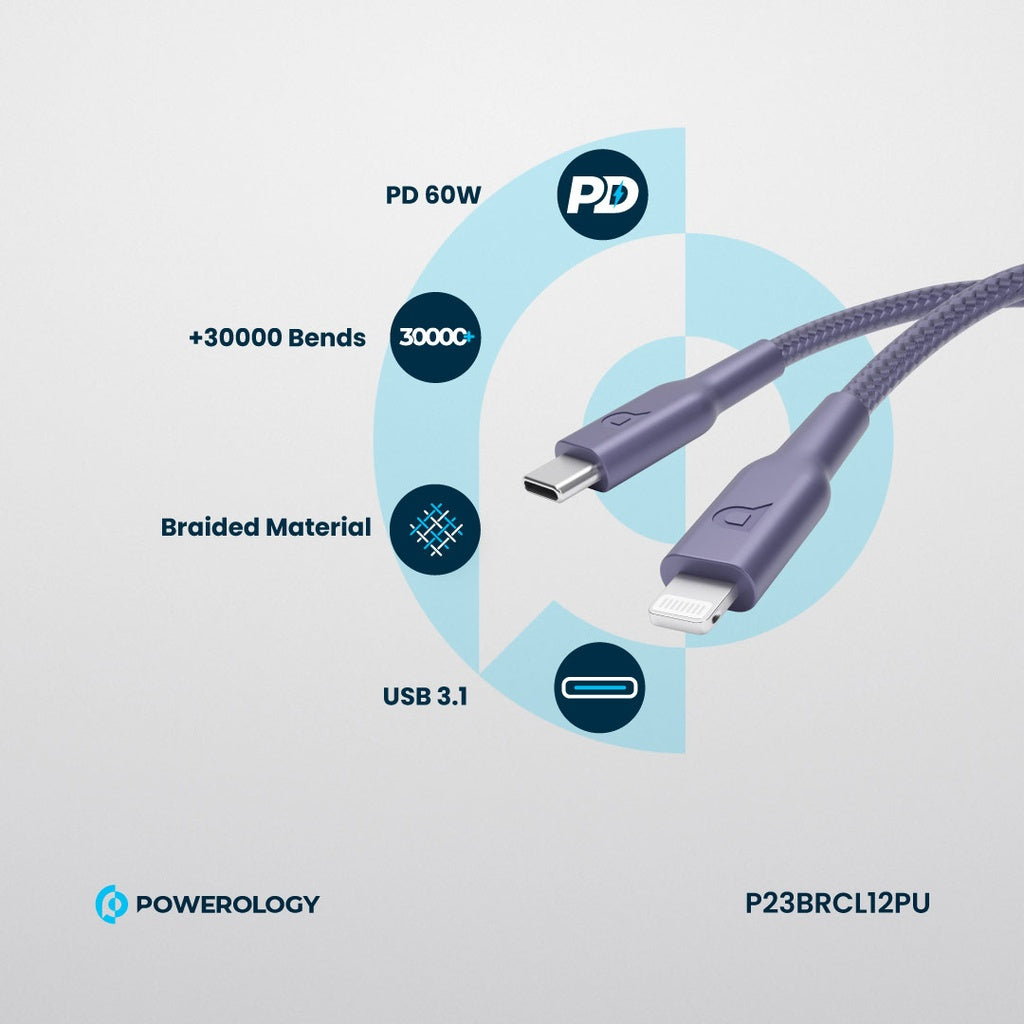 Powerology USB-C Lightning Data and Charge Cable (3m/9.8ft)