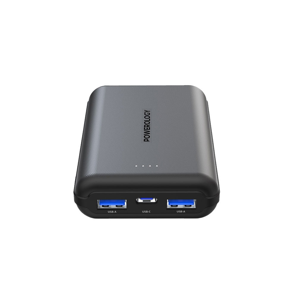 Powerology 10000 mAh PD20w QC 18W 2*USB-A 1*USB-C Port Fast Charging Power Bank - Black