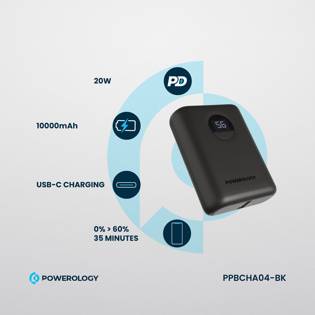 Powerology Ultra-Compact 10000 mAh Fast Charging Power Bank