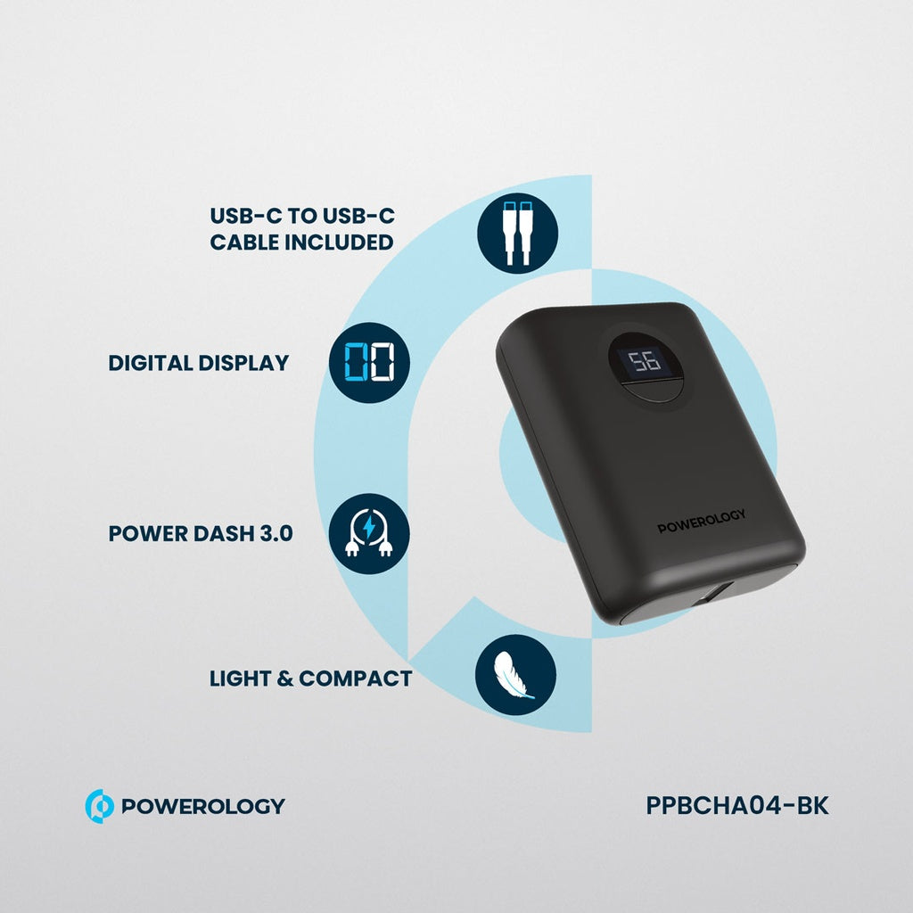 Powerology Ultra-Compact 10000 mAh Fast Charging Power Bank