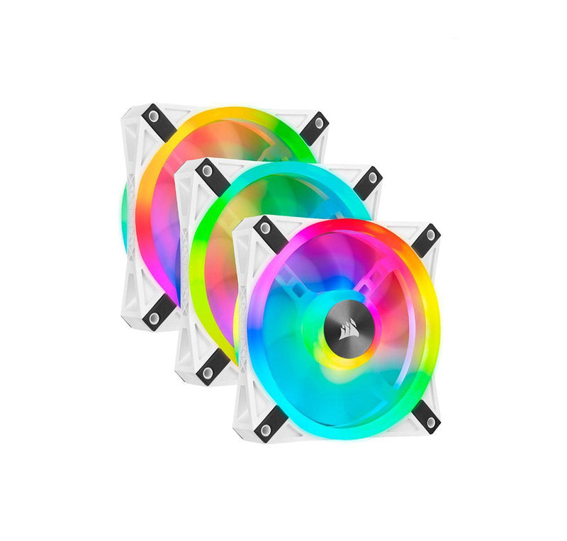 CORSAIR QL SERIES, ICUE QL120 RGB, 120MM RGB LED PWM WHITE FAN, TRIPLE FAN KIT WITH LIGHTING NODE CORE - CO-9050104-WW