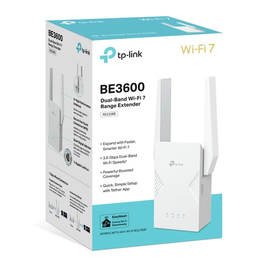 TPLink RE225BE BE3600 Dual-Band Wi-Fi 7 Range Extender