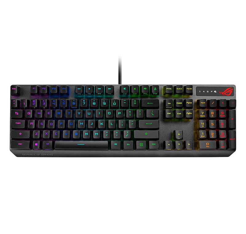 ASUS ROG Strix Scope RX Gaming Mechanical Keyboard, Red Optical Switches, USB 2.0 Passthrough, 2X Wider Ctrl Key, Aura Sync, Armoury Crate RGB Lighting, Black