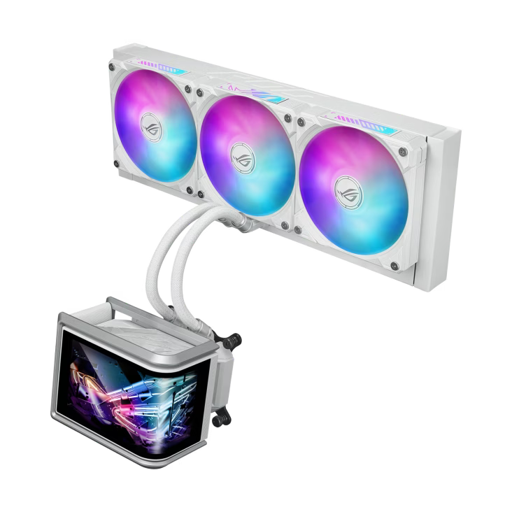 ASUS ROG Ryuo IV SLC 360 ARGB White Edition AIO Cooler, 6.67" Curved AMOLED Display, 200mm Short Tubing, LGA 1851/AM5 | 90RC0152-B0EAY0