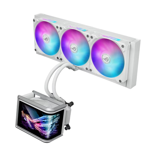 ASUS ROG Ryuo IV SLC 360 ARGB White Edition AIO Cooler, 6.67" Curved AMOLED Display, 200mm Short Tubing, LGA 1851/AM5 | 90RC0152-B0EAY0