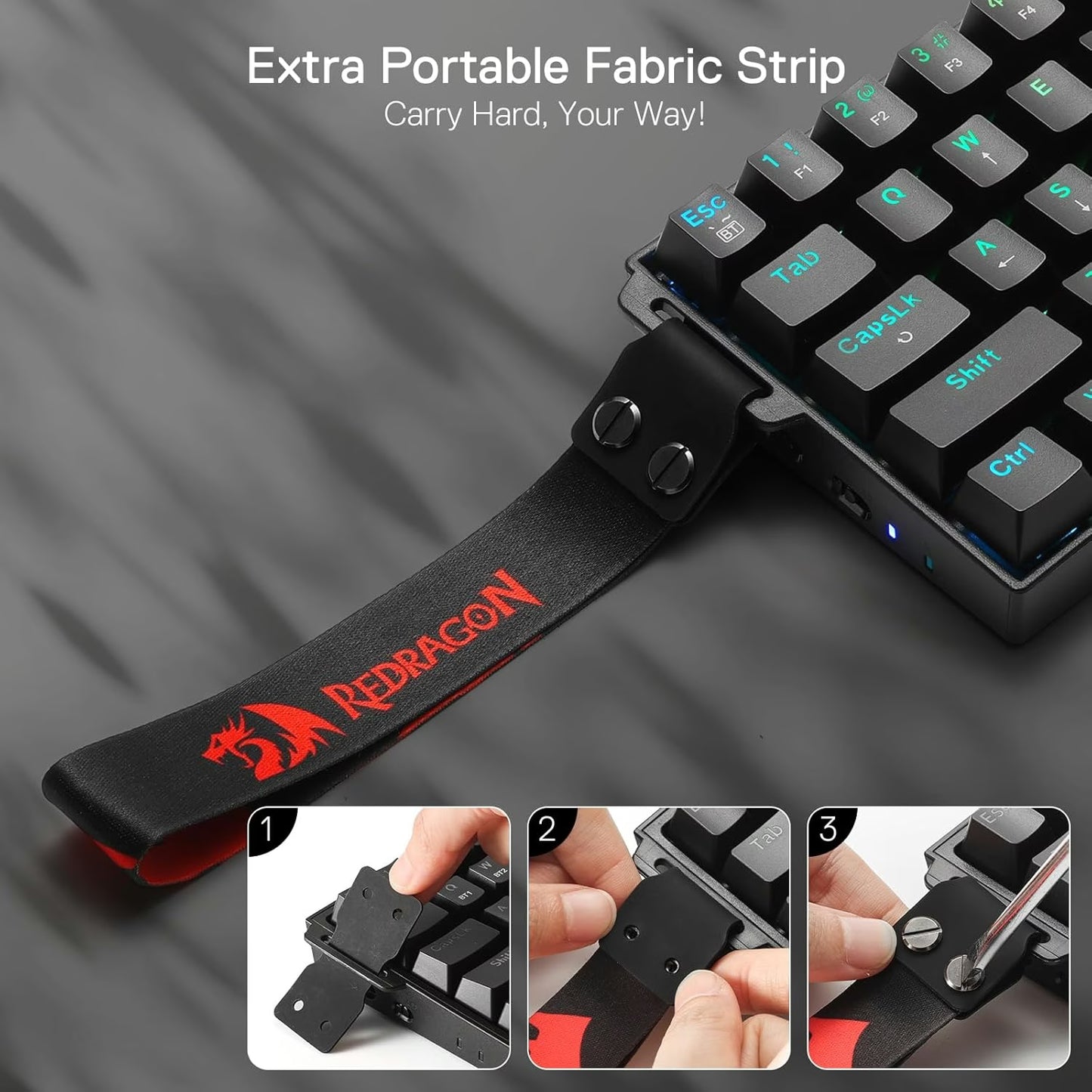 Redragon K530 Pro Wireless Gaming Keyboard – 60% Compact 61 Keys, Hot-Swappable, Custom Linear Dragon Chant Switches, RGB, Carrying Strap | K530RGB-PRO-P